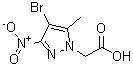 结构式 CAS# 345637-67-4, (4-溴-5-甲基-3-硝基-1H-吡唑-1-基)乙酸