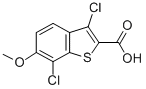 structure of CAS# 34576-89-1, 3,7-Dichloro-6-Methoxy-Benzo[b]Thiophene-2-Carboxylic Acid;3,7-Dichloro-6-Methoxy-Benzothiophene-2-Carboxylate;3,7-Dichloro-6-Methoxy-2-Benzothiophenecarboxylate;Zinc00235758