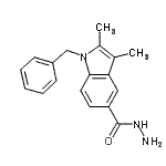 structure of CAS# 350990-21-5, 1-Benzyl-2,3-Dimethyl-1H-Indole-5-Carbohydrazide;1-Benzyl-2,3-dimethyl-1H-indole-5-carbohydrazide;1-BENZYL-2,3-DIMETHYL-1H-INDOLE-5-CARBOXYLIC ACID HYDRAZIDE;AK-968/40449222