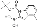structure of CAS# 352359-21-8, 2-Borono-4-Methyl-1H-Indole-1-Carboxylic Acid 1-(1,1-Dimethylethyl) Ester