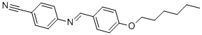 structure of CAS# 35280-78-5, 4'-N-Hexyloxybenzylidene-4-Cyanoaniline;4-[(4-Hexoxyphenyl)Methyleneamino]Benzonitrile;4-[(4-Hexoxybenzylidene)Amino]Benzonitrile;4-(((E)-[4-(Hexyloxy)Phenyl]Methylidene)Amino)Benzonitrile