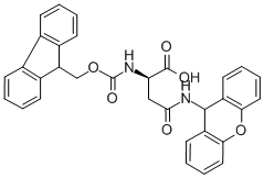 structure of CAS# 353236-19-8, N2-[(9H-Fluoren-9-ylmethoxy)carbonyl]-N-9H-xanthen-9-yl-D-Asparagine;(R)-2-(((9H-Fluoren-9-Yl)Methoxy)Carbonylamino)-4-(9H-Xanthen-9-Ylamino)-4-Oxobutanoic Acid;N-ALPHA-(9-FLUORENYLMETHYLOXYCARBONYL)-N-BETA-XANTHYL-D-ASPARAGINE;N-.ALPHA.-FMOC-N-.GAMMA.-XANTHYL-D-ASPARAGINE
