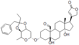 CAS#: 35811-18-8， (3R,5S,10S,13R,14S,17R)-3-[[(3aR,6R)-2-Ethyl-4-Methyl-2-(Phenylmethyl)-4,6,7,7a-Tetrahydro-3aH-[1,3]Dioxolo[4,5-d]Pyran-6-Yl]Oxy]-5,14-Dihydroxy-13-Methyl-17-(5-Oxo-2H-Furan-3-Yl)-2,3,4,6,7,8,9,11,12,15,16,17-Dodecahydro-1H-Cyclopenta[a]Phenanthrene-10-Carbaldehyde