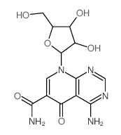 structure of CAS# 36707-00-3, 4-Amino-8-[3,4-Dihydroxy-5-(Hydroxymethyl)Oxolan-2-Yl]-5-Oxopyrido[6,5-d]Pyrimidine-6-Carboxamide;4-Amino-8-[3,4-Dihydroxy-5-(Hydroxymethyl)Tetrahydrofuran-2-Yl]-5-Oxo-Pyrido[6,5-D]Pyrimidine-6-Carboxamide;4-Amino-8-[3,4-Dihydroxy-5-(Hydroxymethyl)-2-Tetrahydrofuranyl]-5-Oxo-6-Pyrido[6,5-D]Pyrimidinecarboxamide;4-Amino-8-(3,4-Dihydroxy-5-Methylol-Tetrahydrofuran-2-Yl)-5-Keto-Pyrido[6,5-D]Pyrimidine-6-Carboxamide