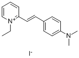 structure of CAS# 3785-01-1, 2-[4-(Dimethylamino)styryl]-1-ethylpyridinium iodide;4-[(E)-2-(1-Ethylpyridin-1-Ium-2-Yl)Ethenyl]-N,N-Dimethylaniline Iodide;4-[(E)-2-(1-Ethylpyridin-1-Ium-2-Yl)Vinyl]-N,N-Dimethyl-Aniline Iodide;4-[(Z)-2-(1-Ethylpyridin-1-Ium-2-Yl)Vinyl]-N,N-Dimethyl-Aniline Iodide
