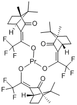 structure of CAS# 38053-99-5, Tris(1,7,7-trimethyl-3-(trifluoroacetyl)bicyclo(2.2.1)heptan-2-onato-O,O')praseodymium;Praseodymium(+3) Cation;(1E)-2,2,2-Trifluoro-1-(4,7,7-Trimethyl-3-Oxo-Norbornan-2-Ylidene)Ethanolate;Praseodymium(+3) Cation;(1E)-2,2,2-Trifluoro-1-(4,7,7-Trimethyl-3-Oxo-2-Norbornanylidene)Ethanolate;Praseodymium(+3) Cation;(1E)-2,2,2-Trifluoro-1-(3-Keto-4,7,7-Trimethyl-Norbornan-2-Ylidene)Ethanolate
