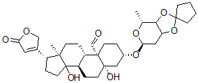 CAS#: 38561-79-4， (3S,5S,8R,9S,10S,13R,17R)-5,14-Dihydroxy-13-Methyl-3-[(4R,6S)-4-Methylspiro[4,6,7,7a-Tetrahydro-3aH-[1,3]Dioxolo[4,5-d]Pyran-2,1'-Cyclopentane]-6-Yl]Oxy-17-(5-Oxo-2H-Furan-3-Yl)-2,3,4,6,7,8,9,11,12,15,16,17-Dodecahydro-1H-Cyclopenta[a]Phenanthrene-10-Carbaldehyde
