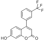 structure of CAS# 386704-09-2, 7-Hydroxy-4-(3-Trifluoromethylphenyl)Coumarin