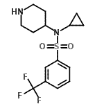 structure of CAS# 387350-79-0, N-Cyclopropyl-N-(4-Piperidinyl)-3-(Trifluoromethyl)Benzenesulfonamide;cycloprop<wbr>yl-4-pipe<wbr>ridyl{[3-<wbr>(trifluor<wbr>omethyl)p<wbr>henyl]sul<wbr>fonyl}ami<wbr>ne;methyl)benzenesulfonamide;N-Cyclopropyl-N-(4-piperidinyl)-3-