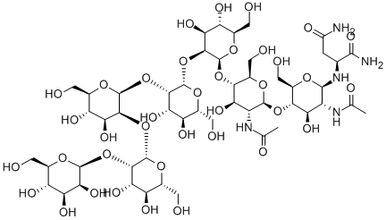CAS 登录号：38784-68-8， N-(O-alpha-D-甘露糖基-(1-3)-O-(O-alpha-D-甘露糖基-(1->3)-O-(alpha-D-甘露糖基-(1-6))-alpha-D-甘露糖基-(1-6))-O-beta-D-甘露糖基-(1->4)-O-2-(乙酰氨基)-2-脱氧-beta-D-吡喃葡萄糖基-(1->4)-2-(乙酰氨基)-2-脱氧-beta-D-吡喃葡萄糖基)-L-天冬氨酰胺