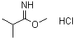 structure of CAS# 39739-60-1, Methyl 2-Methylpropanimidate Hydrochloride (1:1);methyl (1Z)-2-methylpropanimidoate hydrochloride (1:1);Methyl 2-methylpropanimidic acid hydrochloride;METHYL2-METHYLPROPANIMIDICACIDHYDROCHLORIDE