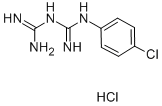 structure of CAS# 4022-81-5, 1-(4-Chlorophenyl)Biguanide Hydrochloride;[N'-[N'-(4-Chlorophenyl)Carbamimidoyl]Carbamimidoyl]Ammonium Chloride;[(E)-Amino-[Amino-(4-Chlorophenyl)Iminomethyl]Iminomethyl]Ammonium Chloride;1-(P-Chlorophenyl)Biguanide Hydrochloride