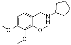 structure of CAS# 418788-93-9, N-(2,3,4-Trimethoxybenzyl)Cyclopentanamine;Cyclopentyl-(2,3,4-trimethoxy-benzyl)-amine;cyclopentyl[(2,3,4-trimethoxyphenyl)methyl]amine;N-(2,3,4-trimethoxybenzyl)cyclopentanamine