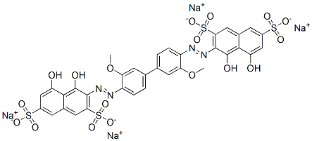 CAS#: 4198-19-0， Tetrasodium 3,3'-[(3,3'-Dimethoxy[1,1'-Biphenyl]-4,4'-Diyl)Bis(Azo)]Bis[4,5-Dihydroxynaphthalene-2,7-Disulphonate]