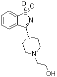 structure of CAS# 421570-23-2, 2-[4-(1,1-Dioxido-1,2-Benzothiazol-3-Yl)-1-Piperazinyl]Ethanol;1-piperazineethanol, 4-(1,1-dioxido-1,2-benzisothiazol-3-yl);1-piperaz<wbr>ineethano<wbr>l, 4-(1,1<wbr>-dioxido-<wbr>1,2-benzi<wbr>sothiazol<wbr>-3-yl)-;2-[4-(1,1<wbr>-dioxido-<wbr>1,2-benzi<wbr>sothiazol<wbr>-3-yl)-1-<wbr>piperazin<wbr>yl]ethanol
