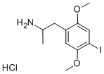 structure of CAS# 42203-78-1, 2,5-Dimethoxy-4-iodoamphetamine hydrochloride;1-(4-Iodo-2,5-Dimethoxy-Phenyl)Propan-2-Amine Hydrochloride;[2-(4-Iodo-2,5-Dimethoxy-Phenyl)-1-Methyl-Ethyl]Amine Hydrochloride;Eu-0100466