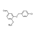 structure of CAS# 423156-83-6, 3-[(4-Chlorobenzyl)Oxy]-4-Methoxybenzaldehyde;3-(4-Chloro-benzyloxy)-4-methoxy-benzaldehyde;3-[(4-Chlorobenzyl)oxy]-4-methoxybenzaldehyde;3-[(4-chlorophenyl)methoxy]-4-methoxybenzaldehyde