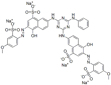 CAS#: 42972-25-8， Tetrasodium 7,7'-[[6-(Phenylamino)-1,3,5-Triazine-2,4-Diyl]Diimino]Bis[4-Hydroxy-3-[(4-Methoxy-2-Sulphonatophenyl)Azo]Naphthalene-1-Sulphonate]