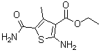 结构式 CAS# 43028-63-3, 2-氨基-5-氨基甲酰-4-甲基-3-噻吩羧酸乙酯