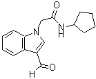 structure of CAS# 431981-28-1, N-Cyclopentyl-3-Formyl-1H-Indole-1-Acetamide;N-Cyclopentyl-2-(3-Formyl-1-Indolyl)Acetamide;N-Cyclopentyl-2-(3-Methanoylindol-1-Yl)Ethanamide;Bas 03385388