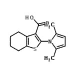 structure of CAS# 433245-13-7, 2-(2,5-Dimethyl-1H-Pyrrol-1-Yl)-4,5,6,7-Tetrahydro-1-Benzothiophene-3-Carboxylic Acid;2-(2,5-Dimethyl-pyrrol-1-yl)-4,5,6,7-tetrahydro-be;2-(2,5-Di<wbr>methyl-py<wbr>rrol-1-yl<wbr>)-4,5,6,7<wbr>-tetrahyd<wbr>ro-benzo[<wbr> b ]thiop<wbr>hene-3-ca<wbr>rboxylic <wbr>acid;2-(2,5-DI<wbr>METHYL-PY<wbr>RROL-1-YL<wbr>)-4,5,6,7<wbr>-TETRAHYD<wbr>RO-BENZO[<wbr>B]THIOPHE<wbr>NE-3-CARB<wbr>OXYLIC AC<wbr>ID