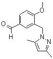 structure of CAS# 436086-91-8, 3-(3,5-Dimethyl-Pyrazol-1-Ylmethyl)-4-Methoxy-Benzaldehyde;3-[(3,5-Dimethylpyrazol-1-Yl)Methyl]-4-Methoxy-Benzaldehyde;3-[(3,5-Dimethyl-1-Pyrazolyl)Methyl]-4-Methoxybenzaldehyde;Zinc00096556