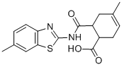 structure of CAS# 436088-55-0, 4-Methyl-6-(6-Methyl-Benzothiazol-2-Ylcarbamoyl)-Cyclohex-3-Enecarboxylic Acid;(1S,6R)-4-Methyl-6-[[(6-Methyl-1,3-Benzothiazol-2-Yl)Amino]-Oxomethyl]-1-Cyclohex-3-Enecarboxylate;Zinc04976937