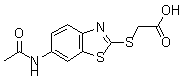 structure of CAS# 436088-91-4, 2-[[6-(Acetylamino)-2-Benzothiazolyl]Thio]-Acetic Acid;2-[(6-Acetamido-1,3-Benzothiazol-2-Yl)Thio]Acetate;2-[(6-Acetamido-1,3-Benzothiazol-2-Yl)Sulfanyl]Ethanoate;Zinc00330792
