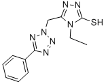structure of CAS# 436092-66-9, 4-Ethyl-5-(5-Phenyl-Tetrazol-2-Ylmethyl)-4H-[1,2,4]Triazole-3-Thiol;4-Ethyl-5-[(5-Phenyl-2-Tetrazolyl)Methyl]-2H-1,2,4-Triazole-3-Thione;4-Ethyl-5-[(5-Phenyl-1,2,3,4-Tetrazol-2-Yl)Methyl]-2H-1,2,4-Triazole-3-Thione;Oprea1_497287