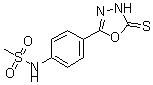 structure of CAS# 436095-78-2, N-[4-(4,5-Dihydro-5-Thioxo-1,3,4-Oxadiazol-2-Yl)Phenyl]-Methanesulfonamide;N-[4-(5-Thioxo-4H-1,3,4-Oxadiazol-2-Yl)Phenyl]Methanesulfonamide;Zinc00873687;Asn 05343021
