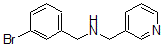 structure of CAS# 436096-90-1, (3-Bromobenzyl)Pyridin-3-Ylmethylamine;3-PYRIDINEMETHANAMINE,N-[(3-BROMOPHENYL)METHYL];(3-BROMO-BENZYL)-PYRIDIN-3-YLMETHYL-AMINE