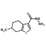 structure of CAS# 438211-60-0, 6-Methyl-4,5,6,7-Tetrahydro-1-Benzothiophene-3-Carbohydrazide;6-Methyl-<wbr>4,5,6,7-t<wbr>etrahydro<wbr>-1-benzot<wbr>hiophene-<wbr>3-carbohy<wbr>drazide;6-methyl-<wbr>4,5,6,7-t<wbr>etrahydro<wbr>benzo[b]t<wbr>hiophene-<wbr>3-carbohy<wbr>drazide;MFCD03419860