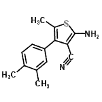 结构式 CAS# 438219-18-2, 2-氨基-4-(3,4-二甲基苯基)-5-甲基-3-噻吩甲腈