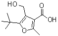 structure of CAS# 462068-43-5, 4-(Hydroxymethyl)-2-Methyl-5-(2-Methyl-2-Propanyl)-3-Furoic Acid;3-FURANCA<wbr>RBOXYLIC <wbr>ACID,5-(1<wbr>,1-DIMETH<wbr>YLETHYL)-<wbr>4-(HYDROX<wbr>YMETHYL)-<wbr>2-METHYL-;5-(tert-b<wbr>utyl)-4-(<wbr>hydroxyme<wbr>thyl)-2-m<wbr>ethylfura<wbr>n-3-carbo<wbr>xylic acid;5-tert-Butyl-4-(hydroxymethyl)-2-methyl-3-furoic acid #