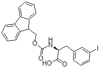 structure of CAS# 478183-67-4, Fmoc-D-3-Iodophenylalanine;(R)-2-(((9H-Fluoren-9-Yl)Methoxy)Carbonylamino)-3-(3-Iodophenyl)Propanoic Acid;N-ALPHA-(9-FLUORENYLMETHOXYCARBONYL)-3-IODO-D-PHENYLALANINE;FMOC-3-IODO-D-PHENYLALANINE