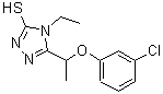 structure of CAS# 478686-86-1, 5-[1-(3-Chlorophenoxy)Ethyl]-4-Ethyl-4H-1,2,4-Triazole-3-Thiol;5-[(3-chlorophenoxy)ethyl]-4-ethyl-1,2,4-triazole-3-thiol;5-[1-(3-C<wbr>hlorophen<wbr>oxy)ethyl<wbr>]-4-ethyl<wbr>-4H-1,2,4<wbr>-triazole<wbr>-3-thiol;MFCD03943514
