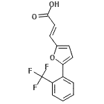 structure of CAS# 480425-31-8, (2E)-3-{5-[2-(Trifluoromethyl)Phenyl]-2-Furyl}Acrylic Acid;3-[5-(2-(<wbr>Trifluoro<wbr>methyl)ph<wbr>enyl)fura<wbr>n-2-yl]-a<wbr>crylic ac<wbr>id, predo<wbr>minantly <wbr>trans;3-{5-[2-(trifluoromethyl)phenyl]-2-furyl}acrylic acid;588946_ALDRICH