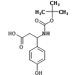 结构式 CAS# 499995-80-1, 3-(4-羟基苯基)-3-({[(2-甲基-2-丙基)氧基]羰基}氨基)丙酸