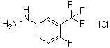 structure of CAS# 502496-22-2, (4-Fluoro-3-Trifluoromethyl-Phenyl)-Hydrazine Hydrochloride;N'-(4-FLUORO-3-TRIFLUOROMETHYL-PHENYL)-HYDRAZINIUM, CHLORIDE;(4-FLUORO-3-TRIFLUOROMETHYL-PHENYL)-HYDRAZINE HYDROCHLORIDE