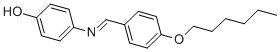 structure of CAS# 50262-77-6, 4-{(E)-[4-(Hexyloxy)benzylidene]amino}phenol;4-[(4-Hexoxyphenyl)Methyleneamino]Phenol;4-[(4-Hexoxybenzylidene)Amino]Phenol;P-Hexyloxybenzylidene P-Aminophenol