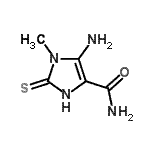 structure of CAS# 52868-67-4, 5-Amino-1-Methyl-2-Sulfanyl-1H-Imidazole-4-Carboxamide;5-Amino-1<wbr>-methyl-2<wbr>-thioxo-2<wbr>,3-dihydr<wbr>o-1H-imid<wbr>azole-4-c<wbr>arboxamide;5-amino-2-mercapto-1-methyl-1H-imidazole-4-carboxamide;MFCD09864425