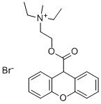 structure of CAS# 53-46-3, Methantheline Bromide;Diethyl-Methyl-[2-(9H-Xanthene-9-Carbonyloxy)Ethyl]Ammonium Bromide;Diethyl-Methyl-[2-[Oxo-(9H-Xanthen-9-Yl)Methoxy]Ethyl]Ammonium Bromide;Diethyl-Methyl-[2-(9H-Xanthen-9-Ylcarbonyloxy)Ethyl]Azanium Bromide