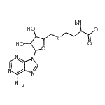structure of CAS# 53276-26-9, 2-Amino-4-({[5-(6-Amino-9H-Purin-9-Yl)-3,4-Dihydroxytetrahydro-2-Furanyl]Methyl}Sulfanyl)Butanoic Acid;(R)-2-Ami<wbr>no-4-((((<wbr>2S,3S,4R,<wbr>5R)-5-(6-<wbr>amino-9H-<wbr>purin-9-y<wbr>l)-3,4-di<wbr>hydroxyte<wbr>trahydrof<wbr>uran-2-yl<wbr>)methyl)t<wbr>hio)butan<wbr>oic acid;2-Amino-4<wbr>-[5-(6-am<wbr>ino-purin<wbr>-9-yl)-3,<wbr>4-dihydro<wbr>xy-tetrah<wbr>ydro-fura<wbr>n-2-ylmet<wbr>hylsulfan<wbr>yl]-butyr<wbr>ic acid;adenosylhomo-cys