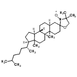 structure of CAS# 55569-61-4, {(5S,8R,9S,14S,17R)-4',4',10,13-Tetramethyl-17-[(2R)-6-methyl-2-heptanyl]hexadecahydro-3'H-spiro[cyclopenta[a]phenanthrene-3,2'-[1,3]oxazolidin]-3'-yl}oxidanyl;3Î²-DOXYL-5Î±-cholestane, free radical;3β-DOXYL-5α-cholestane, free radical;4′,4′-Dim<wbr>ethylspir<wbr>o(5α-chol<wbr>estane-3,<wbr>2′-oxazol<wbr>idin)-3′-<wbr>yloxy, fr<wbr>ee radical