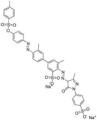 CAS#: 55698-26-5， Disodium 4-[[4,5-Dihydro-3-Methyl-5-Oxo-1-(4-Sulphonatophenyl)-1H-Pyrazol-4-Yl]Azo]-3',5-Dimethyl-4'-[[4-[[(4-Methylphenyl)Sulphonyl]Oxy]Phenyl]Azo][1,1'-Biphenyl]-3-Sulphonate