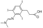 structure of CAS# 5587-89-3, 3-[[(Dimethylamino)Methylene]Amino]-3-(2,4,6-Triiodophenyl)Propionic Acid;3-[3-(Dimethylaminomethyleneamino)-2,4,6-Triiodo-Phenyl]Propanoic Acid;3-[3-(Dimethylaminomethyleneamino)-2,4,6-Triiodophenyl]Propanoic Acid;3-[3-(Dimethylaminomethyleneamino)-2,4,6-Triiodo-Phenyl]Propionic Acid