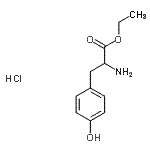 structure of CAS# 5619-08-9, Ethyl Tyrosinate Hydrochloride (1:1);1-ethoxy-3-(4-hydroxyphenyl)-1-oxo-2-propanaminium chloride;DL-TYROSINE ETHYL ESTER HYDROCHLORIDE;D-Tyrosine ethyl ester hydrochloride