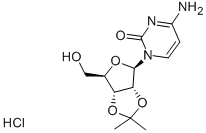 structure of CAS# 57977-73-8, 2',3'-O-Isopropylidenecytidine Hydrochloride;4-Amino-1-[6-(Hydroxymethyl)-2,2-Dimethyl-3A,4,6,6A-Tetrahydrofuro[4,3-D][1,3]Dioxol-4-Yl]-2-Pyrimidinone Hydrate Hydrochloride;4-Amino-1-(2,2-Dimethyl-6-Methylol-3A,4,6,6A-Tetrahydrofuro[4,3-D][1,3]Dioxol-4-Yl)Pyrimidin-2-One Hydrate Hydrochloride;2',3'-O-Isopropylidenecytidine Monohydrochloride
