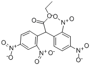structure of CAS# 5833-18-1, Bis(2,4-Dinitrophenyl)Acetic Acid Ethyl Ester;2,2-Bis(2,4-Dinitrophenyl)Acetic Acid Ethyl Ester;Ethyl 2,2-Bis(2,4-Dinitrophenyl)Ethanoate;Ethyl Bis(2,4-Dinitrophenyl)Acetate