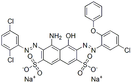 CAS#: 5850-33-9， 4-Amino-3-[(2,5-Dichlorophenyl)Azo]-5-Hydroxy-6-[(5-Chloro-2-Phenoxyphenyl)Azo]Naphthalene-2,7-Disulfonic Acid Disodium Salt